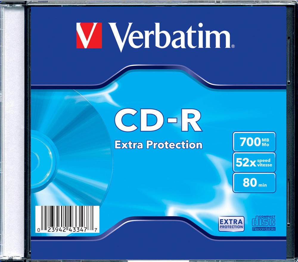 Verbatim Set 10 buc, CD-R 700 MB, 52x, Data Life Extra Protection SLIM case