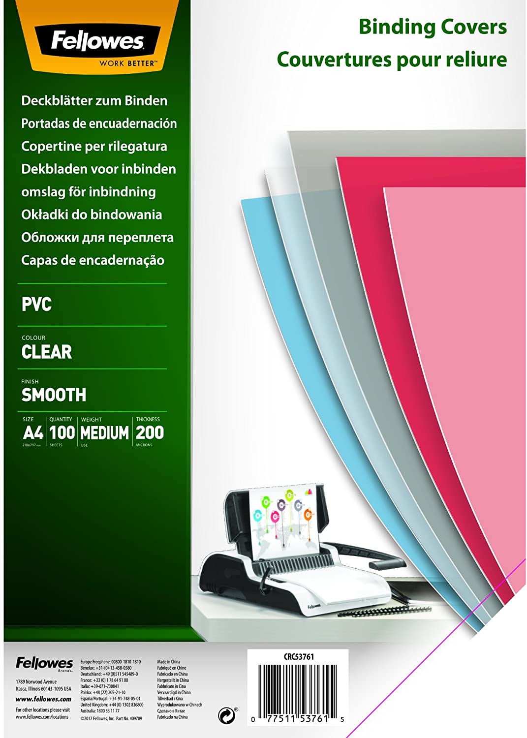 Fellowes Coperti indosariat A4 folie cristal 200mic top100
