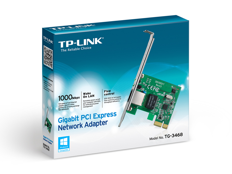 TP-Link Gigabit PCIe Network Adapter, Realtek RTL8168B, 10/100/1000M
