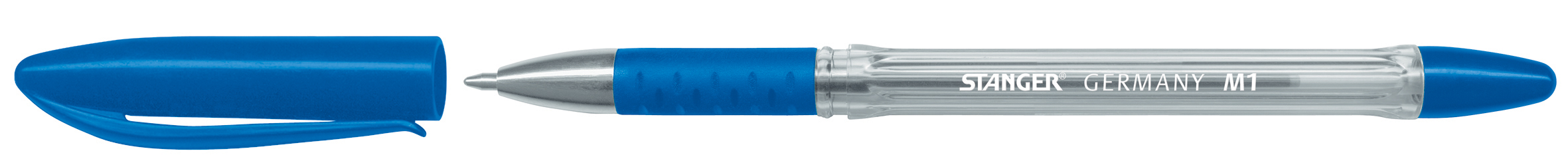 Stanger Pix albastru varf mediu 1mm grip cauciucat corp cristal