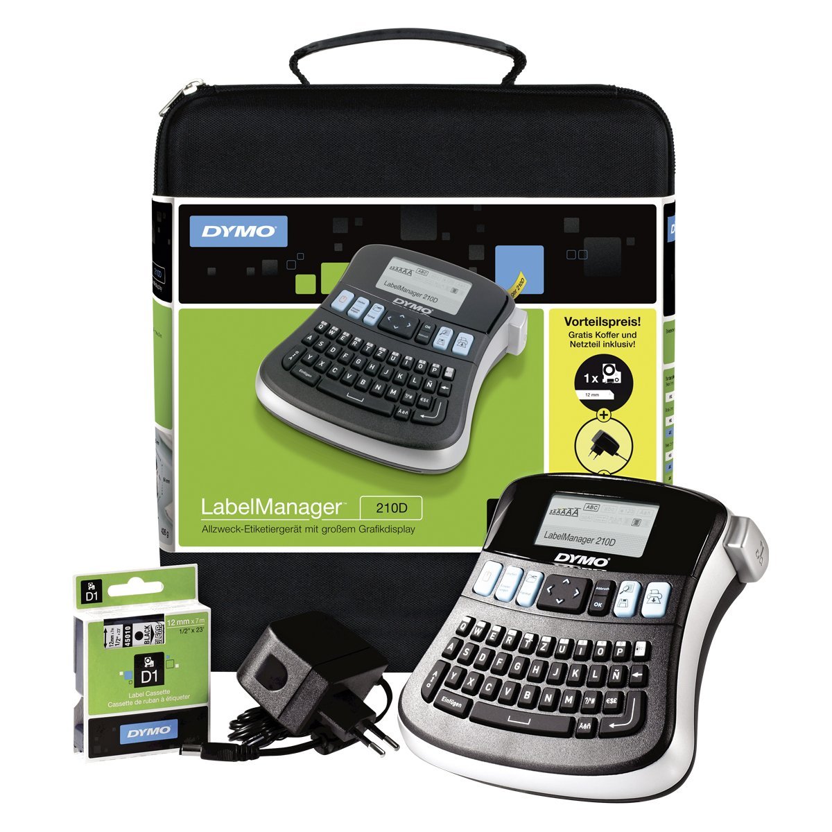 Dymo Kit LabelManager 210D cu geanta softshell pentru aparat etichetat