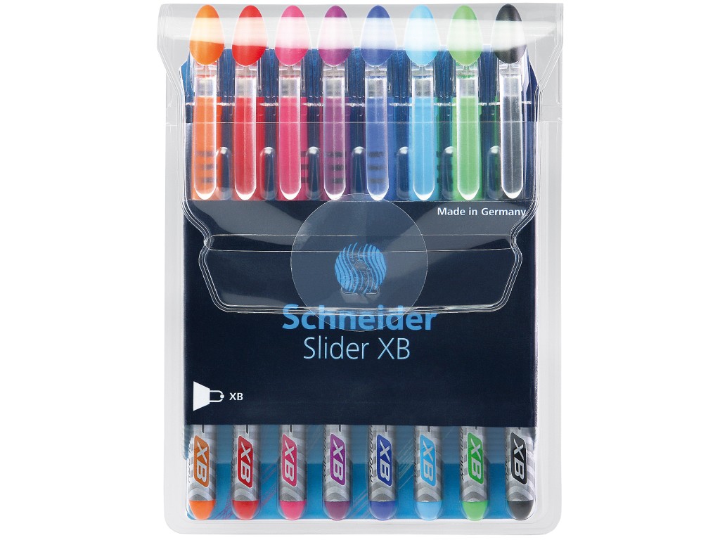 Schneider Set 8 pixuri Slider Basic XB 0.6mm grip cauciuc culori mixte