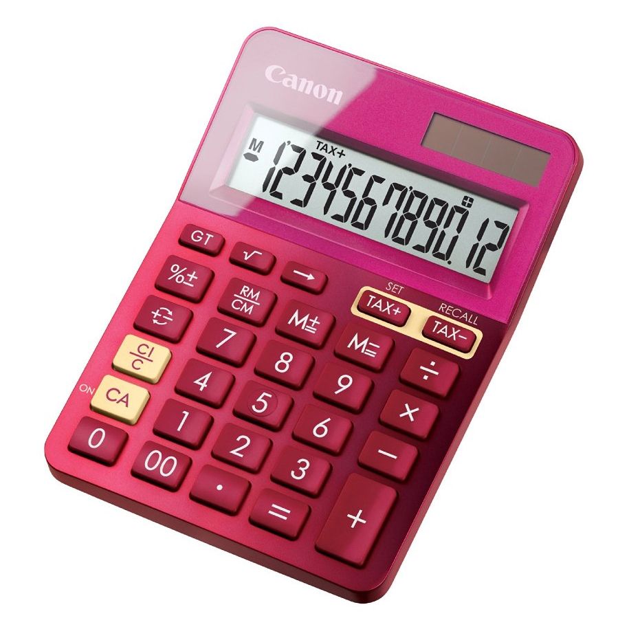 Canon Calculator birou 12 digiti taste mari dual power roz