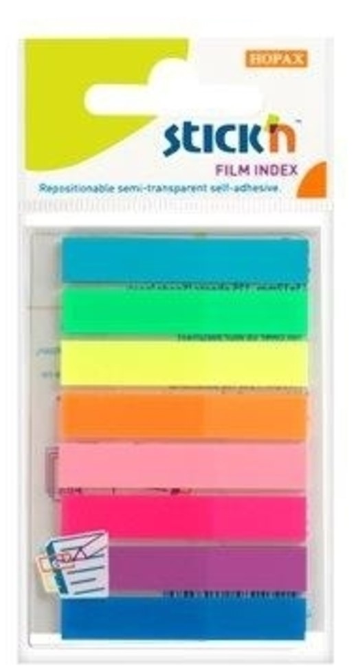 Hopax Stick index plastic 45x8mm 8 culori 8x20 file
