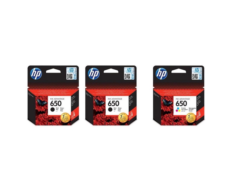 HP Pachet cartuse cerneala CZ101AE (650) negru x 2 + CZ102AE (650)