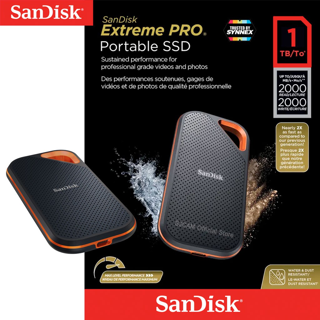 SanDisk Extreme PRO v2 SSD portabil 1TB 2.5inch USB 3.2 Gen2, 2000MB/s IP55