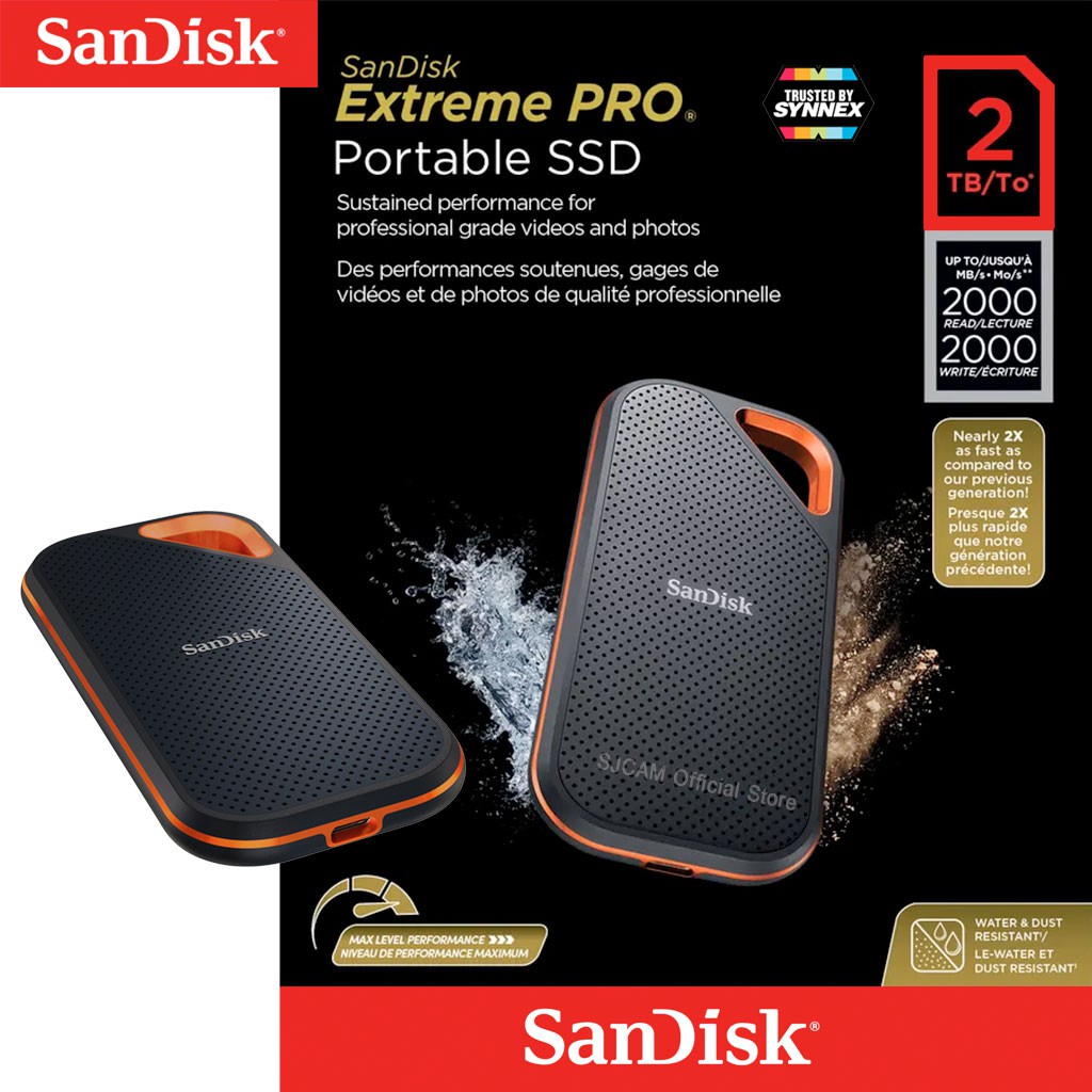 SanDisk Extreme PRO v2 SSD portabil 2TB 2.5inch USB 3.2 Gen2, 2000MB/s IP55