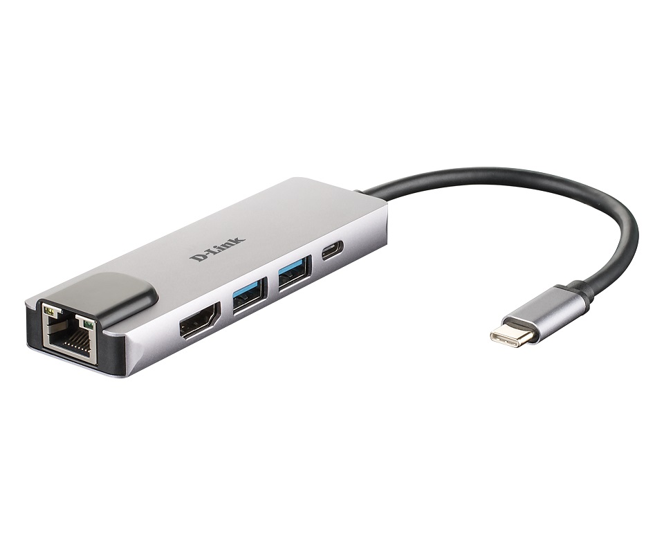 D-Link DUB-M520 5 in 1 HUB USB-C cu HDMI si Gigabit LAN RJ45