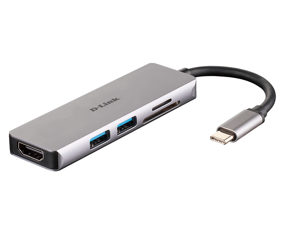 D-Link DUB-M530 5 in 1 HUB USB-C cu HDMI si card reader SD/microSD