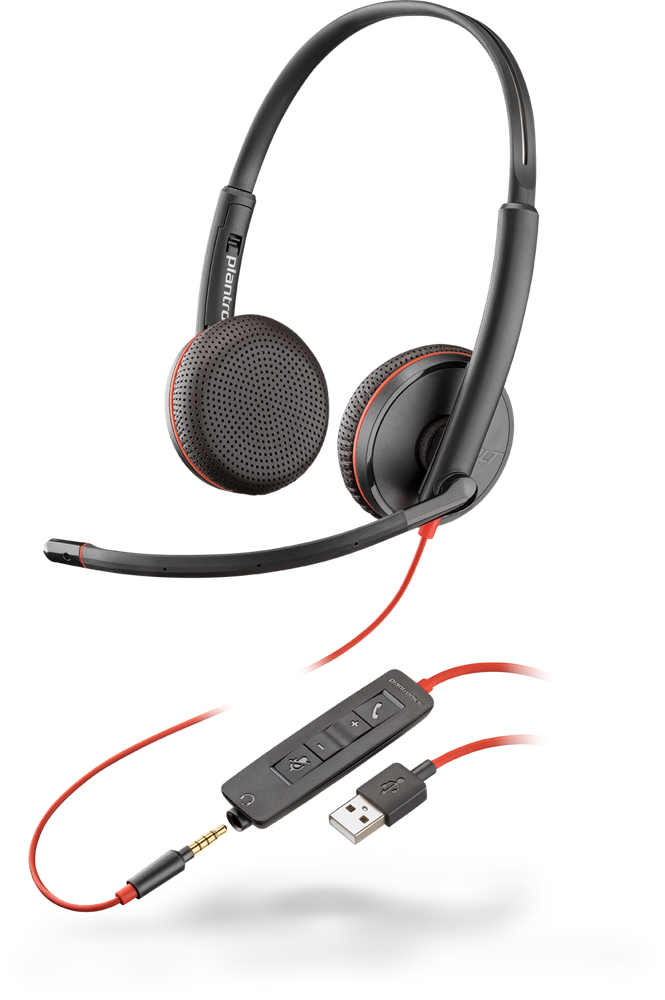 HP Poly Casca Blackwire C3225 cu fir, Binaural, On-Ear, Jack 3.5mm, USB-C/USB-A
