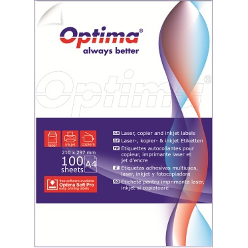 Optima Etichete autoadezive A4 14 etichete 105x42.3mm 100 coli