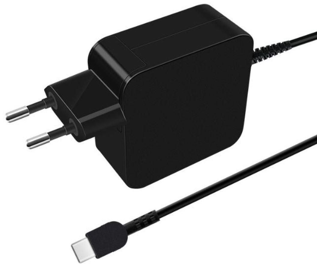 CoreParts USB-C Power Adapter 45W, 5V2A,9V2A,12V2A,15V3A,20V2.25A, EU & UK Wall Plug, BK