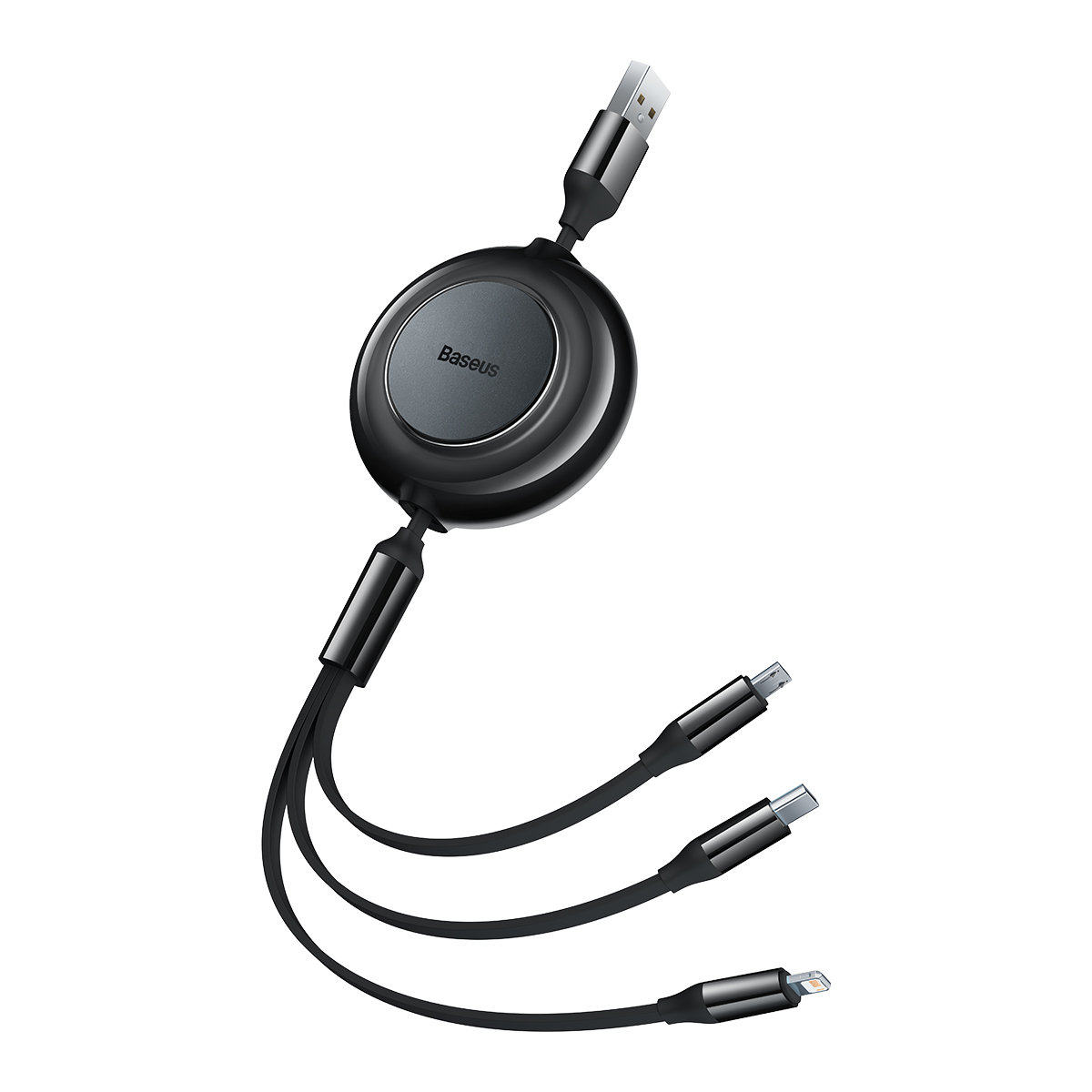 Baseus Cablu retractabil 3in1 USB-A micro Lightning USB-C 1.1m