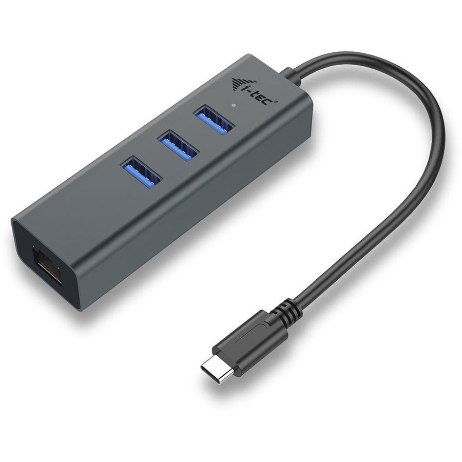 i-Tec USB-C Metal 3 port HUB Gigabit Ethernet 1x USB C to RJ-45 3x USB 3.0 LED