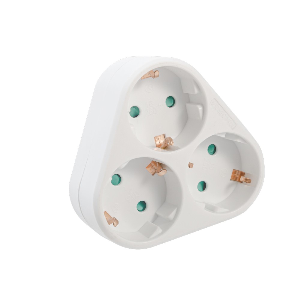 Spacer Triplu Stecher, max 3500W, 16A, protectie copii, 3 prize Schuko