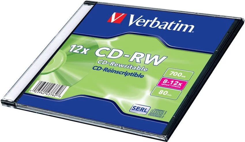 Verbatim CD-RW, 8x-12x, 700MB, Jewel Case, Hi-Speed