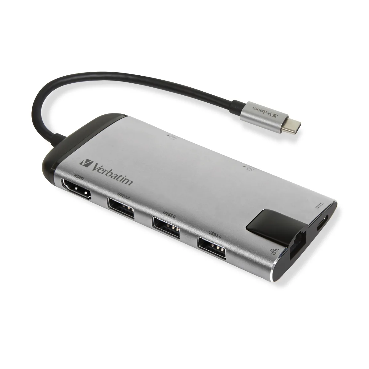 Verbatim Hub USB-C Gigabit LANx1 USB-A 3.0 x 3 HDMI x 1 (4K@30Hz) USB Type C x 1 SD x 1 m