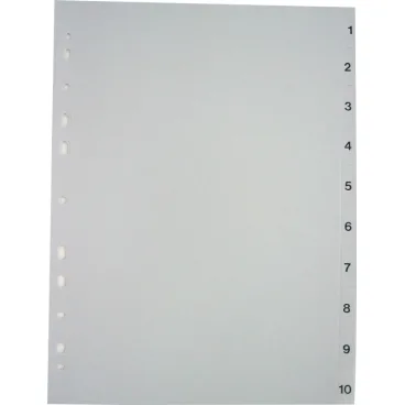 Office Index plastic A4 numeric 1-10 gri, 10 file