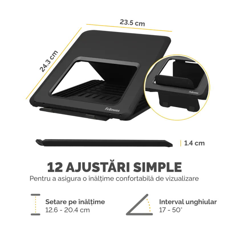Fellowes Breyta Laptop Stand Black suport laptop 14inch si maxim 