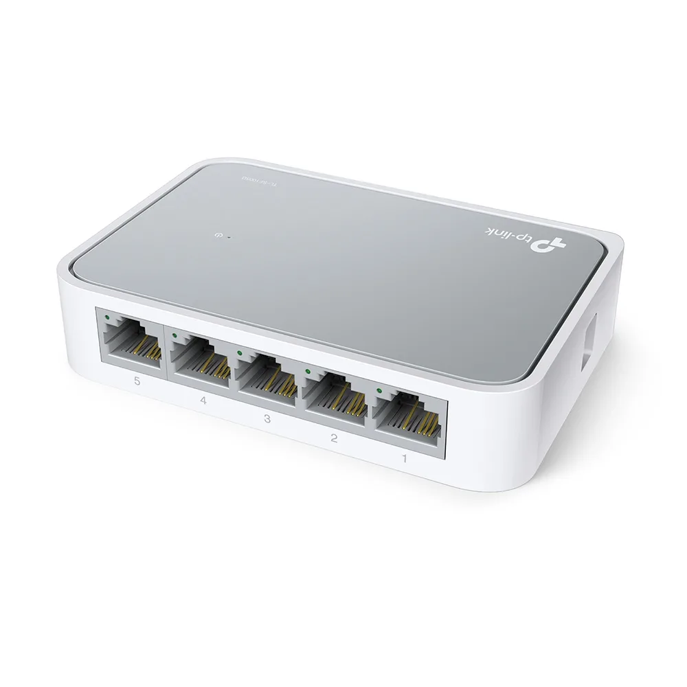 TP-Link TL-SF1005D Switch 5 porturi 10/100, Desktop, plastic case angle