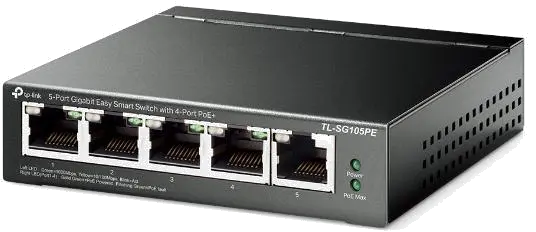 TP-Link TL-SG105PE smart switch 5 porturi Gigabit POE 10Gbps porturi POE 65W 