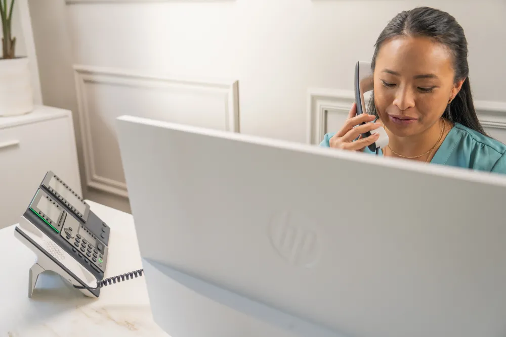 HP Poly Edge E450 IP Phone and PoE-enabled 
