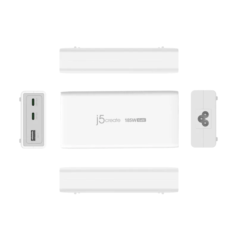 j5create Incarcator retea JUP37185W, 185W GaN PD 3.1, 2 x USB-C, 1 x USB-A 