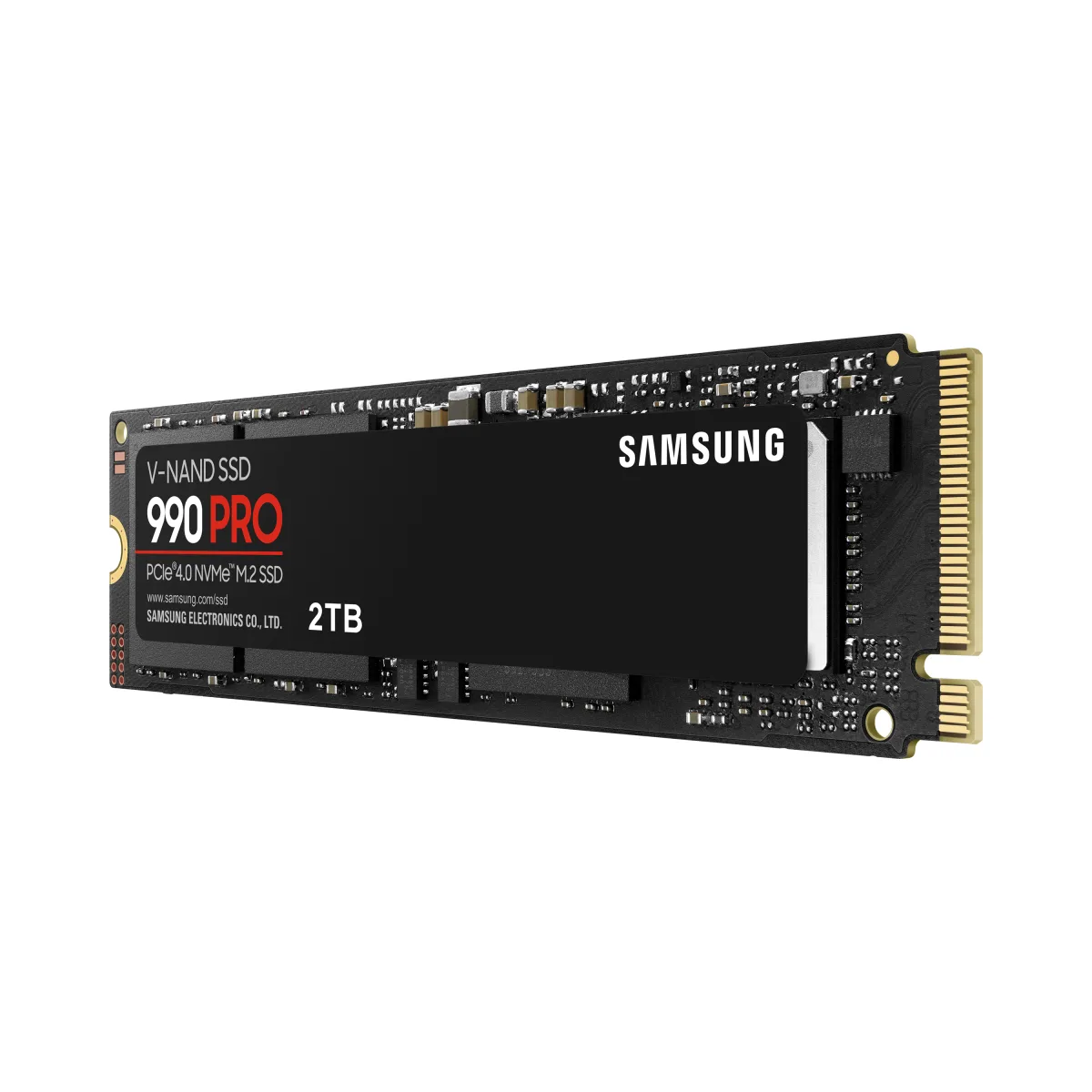 Samsung 990 PRO SSD 2TB, NVMe 2.0 M.2 2280 PCIe Gen 4.0 x 4, R/W speed:7450/6900 MB/s angle