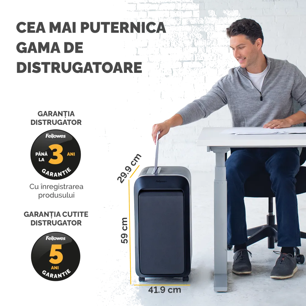 Fellowes Distrugator documente LX220, 20 coli, mini-cut 4x12 mm, P-4, cos 30L 