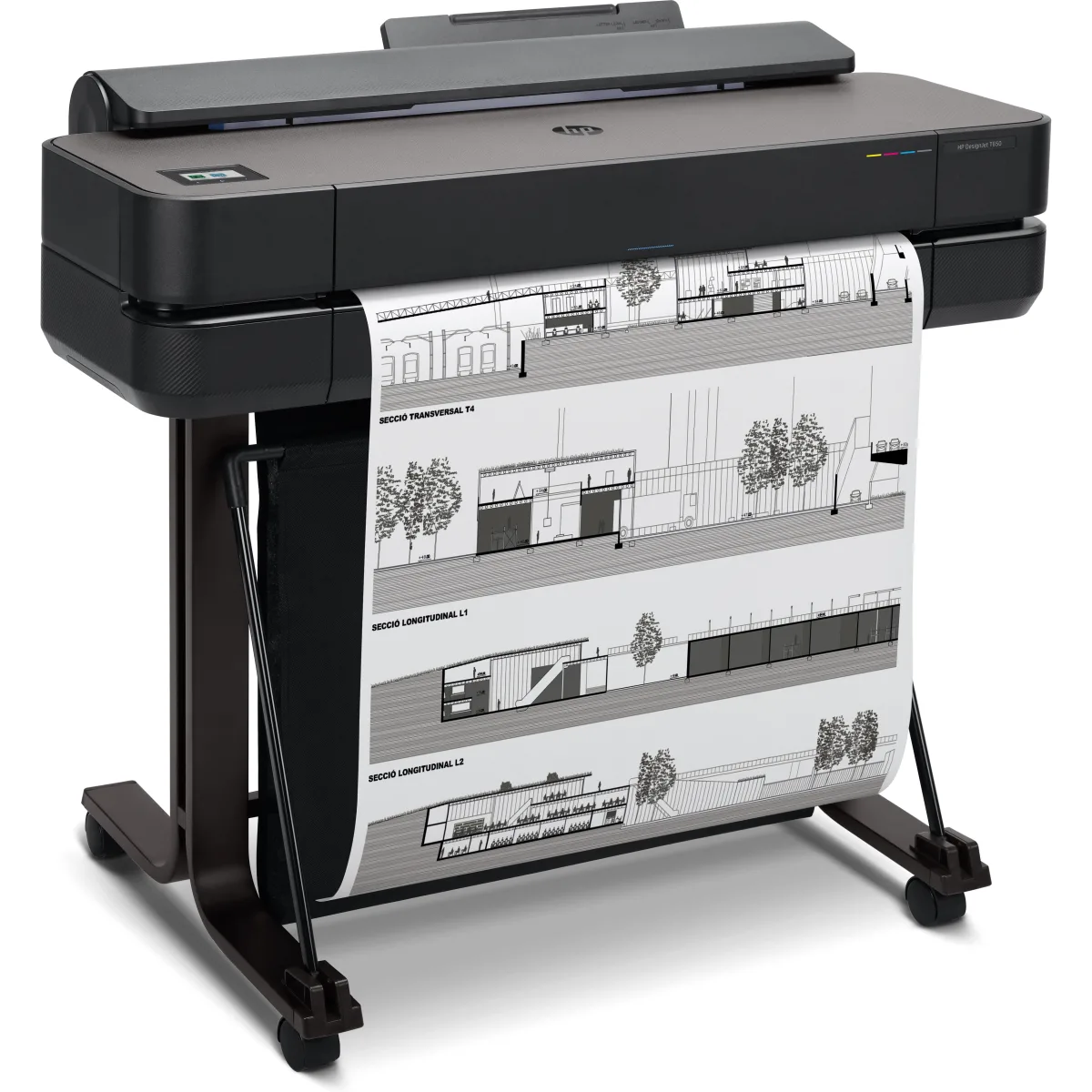 HP DesignJet T650 plotter A1 24 inch cu stand (5HB08A) angle