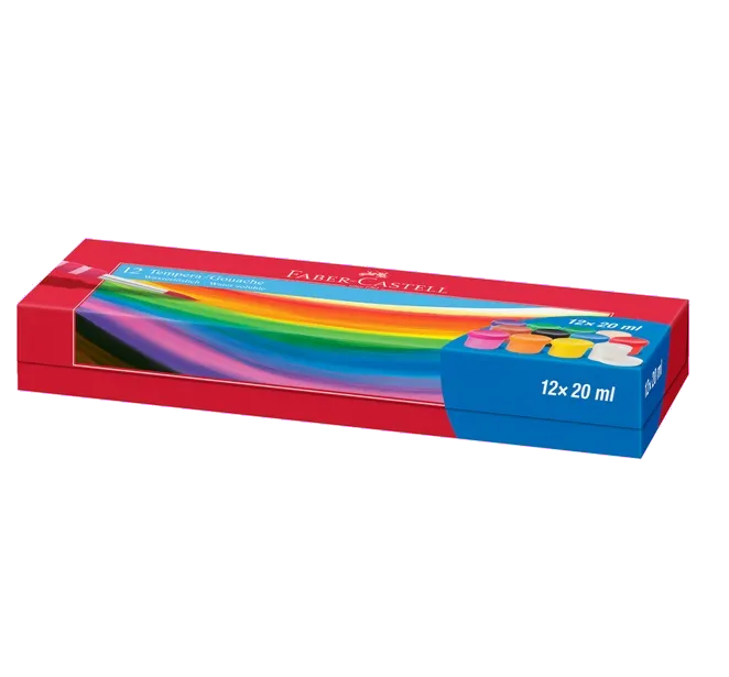 Faber-Castell Guase 12 culori in recipiente 20 ml cu capac 