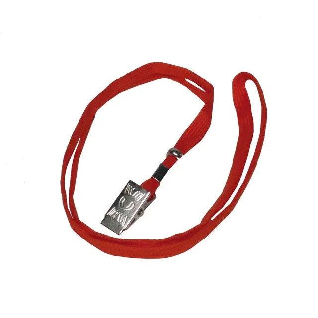 Office Clips ecuson cu snur textil rosu