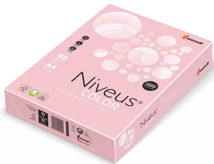 Niveus Hartie colorata A4 80g/mp Roz Flamingo OPI74, 500 coli