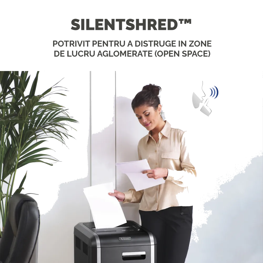Fellowes Distrugator documente 225Ci, 22-24 coli, particule 4x38 mm, P-4, cos 60L 