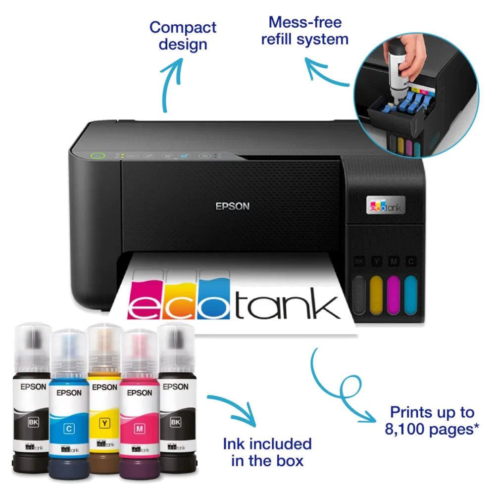 Multifunctional inkjet color Epson EcoTank CISS L3270 A4 printare copiere scan 