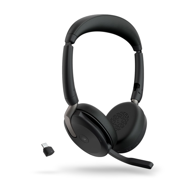 Jabra Casca EVOLVE2 65 Flex MS fara fir, Binaural, On-Ear, USB-C via Link 380c, Black 