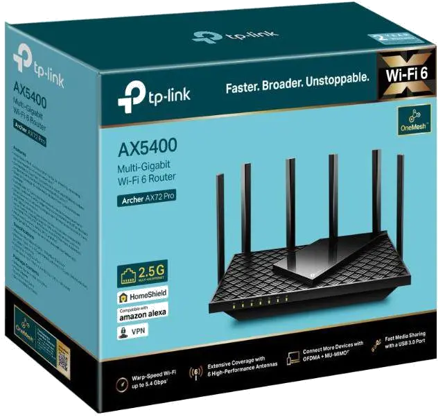 TP-Link Router Wi Fi 6 AX5400 dual band gigabit Archer AX72 Pro 