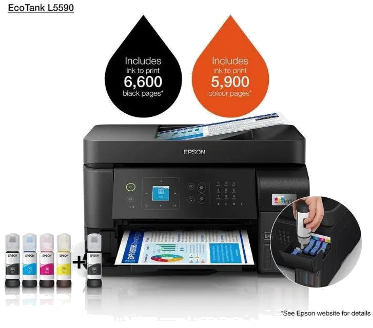 Epson Multifunctional inkjet color CISS L5590 A4 3-in-1 ADF(30 coli) USB Ethernet WIFI 