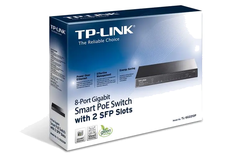 TP-Link TL-SG2210P smart switch 8 porturi Gigabit PoE 61W IEEE 802.3af metal 