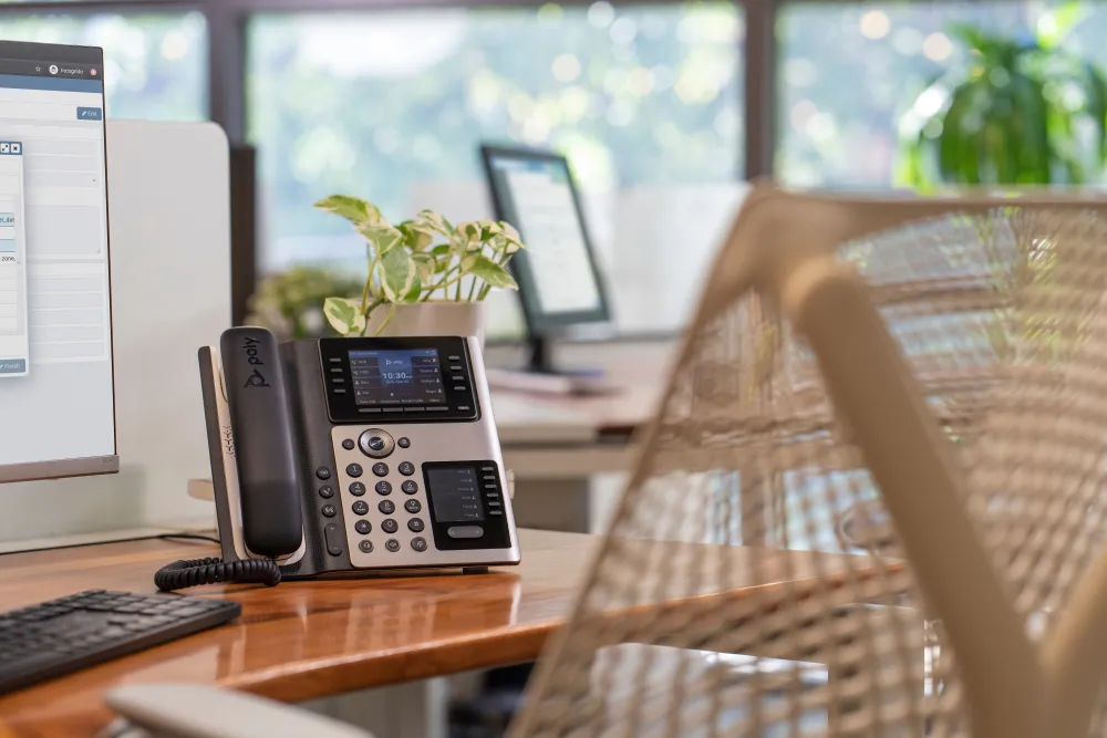 HP Poly Edge E450 IP Phone and PoE-enabled 