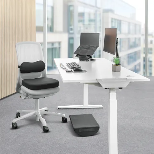 Fellowes Perna lombara ergonomica neagra cu curea reglabila 