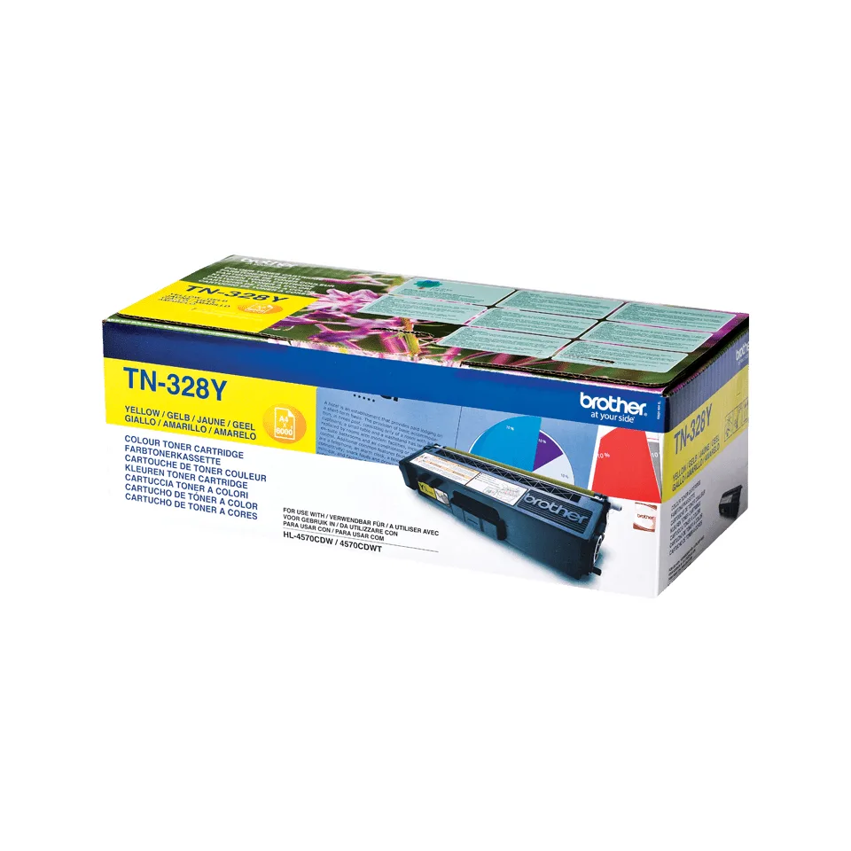 Brother Toner yellow TN-328Y, 6000 pagini, pentru HL-4570CDW/MFC-9970CDW angle