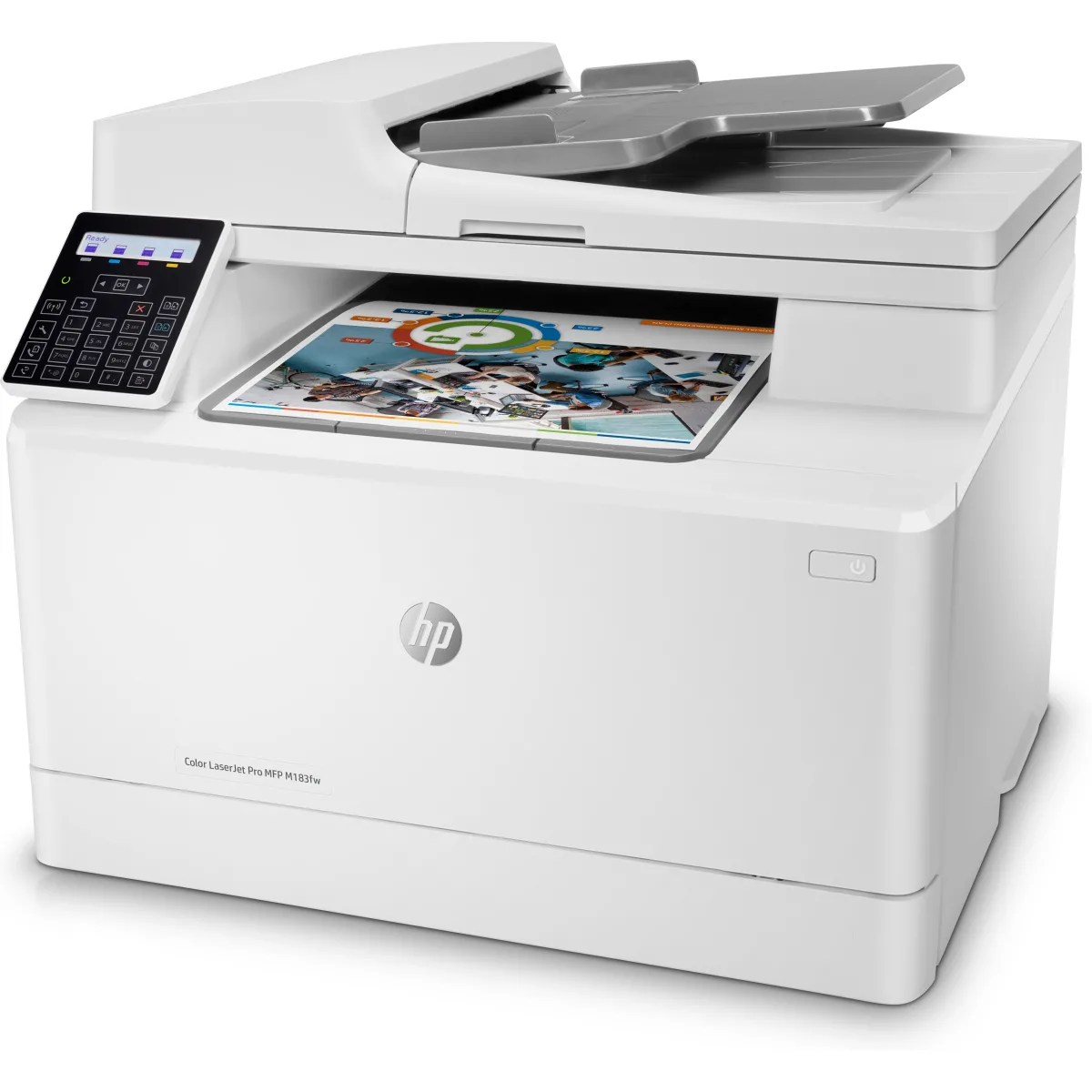 HP Color LaserJet Pro M183fw multifunctional color fax Wi-Fi angle