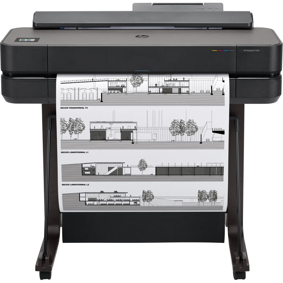 HP DesignJet T650 plotter A1 24 inch cu stand (5HB08A) angle
