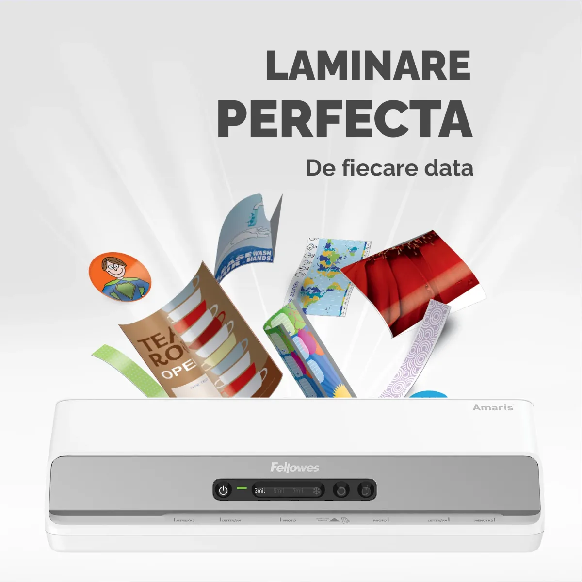Fellowes Laminator A3 Amaris 175mic 320mm 800mm/min 6role lifestyle