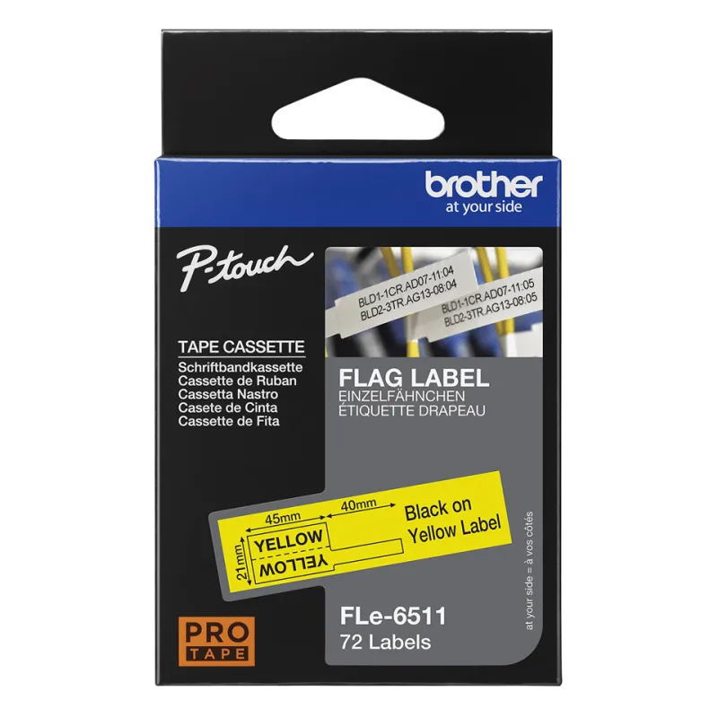 Brother Etichete cabluri FLE-6511 45x21mm negru pe galben 