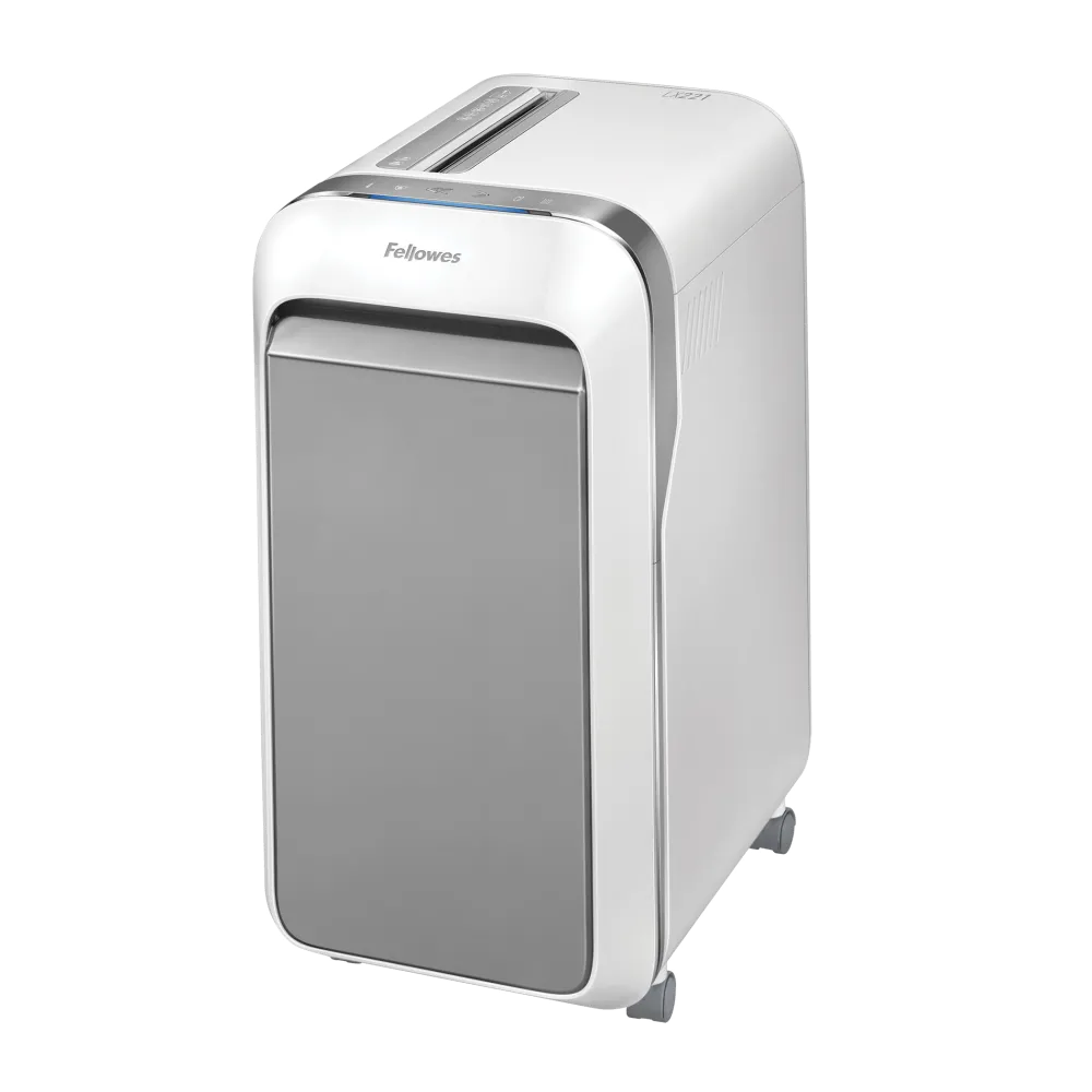 Fellowes Distrugator documente LX221 alb, 20 coli, microparticule 2x12 mm, P-5, cos 30L 