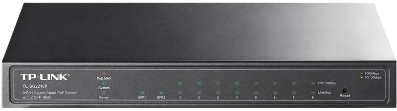 TP-Link TL-SG2210P smart switch 8 porturi Gigabit PoE 61W IEEE 802.3af metal