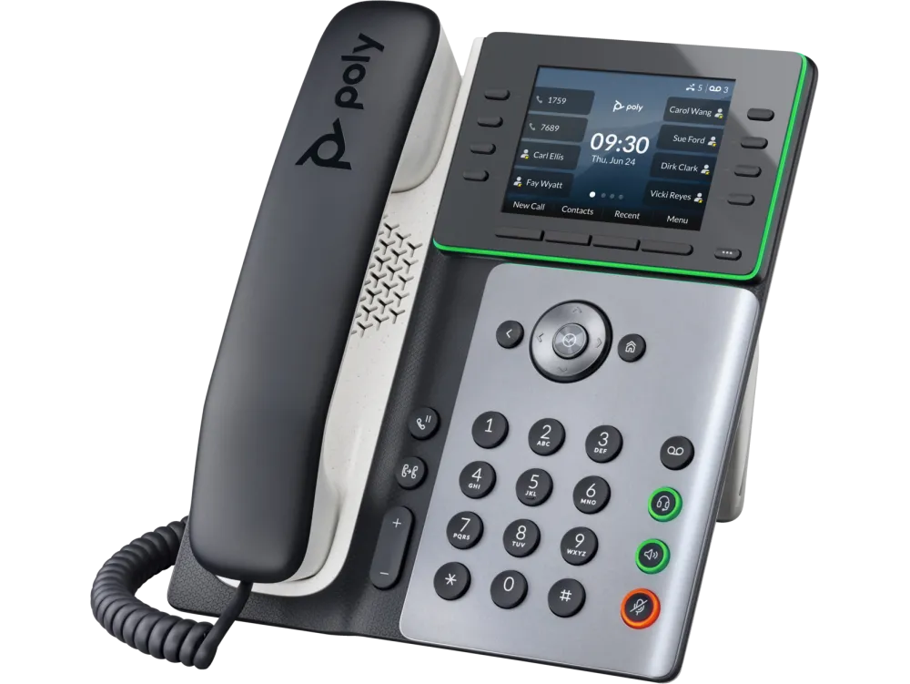HP Poly Edge E300 IP Phone and PoE-enabled 