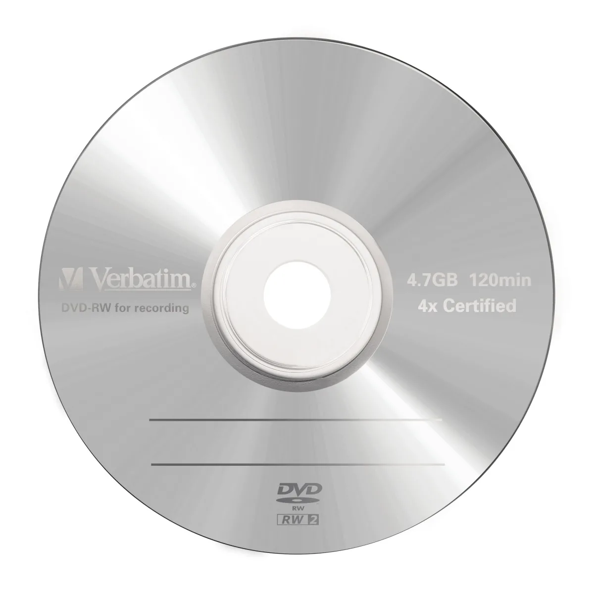 Verbatim DVD-RW 4x, 4,7 GB Matt Silver, Slim Case angle